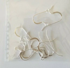 Sterling Silver Ear Wire - 14mm Flat Fishhook - 5 pairs (4435) - Picture 1 of 1