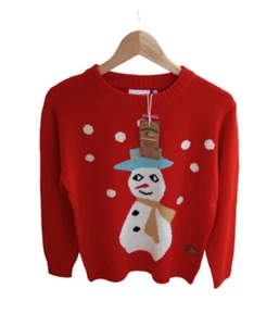 Crazy Granny Red Christmas Snowman Jumper/Sweater 44"Chest BNWT Great Quality - Picture 1 of 2