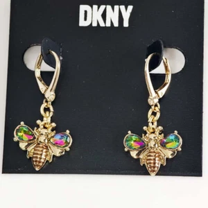 New DKNY Crystal Bee Drop Earrings Chic Women Party Vacation Travel Jewelry Gift - Picture 1 of 6