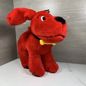 CLIFFORD THE BIG RED DOG Vintage Plush Stuffed Animal Yellow Bone Collar 11" Toy - Picture 1 of 9