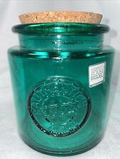 AUTHENTIC 100% RECYCLED Vidrios San Miguel Green GLASS CANISTER JAR,CORK LID-NWT