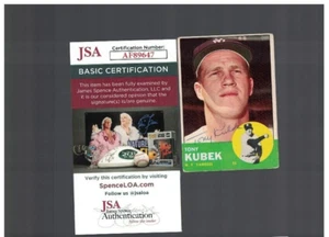 Tony Kubek New York Yankees 1963 Topps Signed Baseball Card JSA - Picture 1 of 2