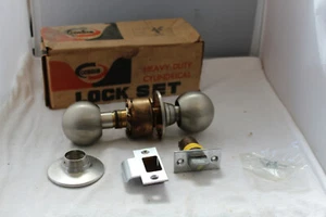 NOS Corbin Door Lock Set Stainless Satin Retro Style Heavy Duty Cylindrical - Picture 1 of 4