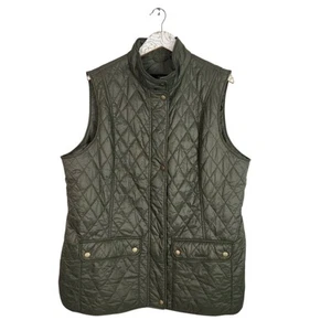 BARBOUR Jacket Womens 1X Plus Green Otterburn Gilet Quilted Vest Zip Snap Pocket - Picture 1 of 13
