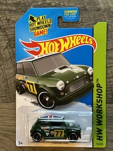 2014 Hot Wheels HW Workshop Green Morris Mini Cooper 77 Metal Base - Picture 1 of 14