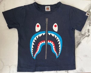 A Bathing Ape Bape Kids Shark Shirt Sz 110 (2T-3T) Blue Short Sleeve. Size 2-3y - Picture 1 of 7