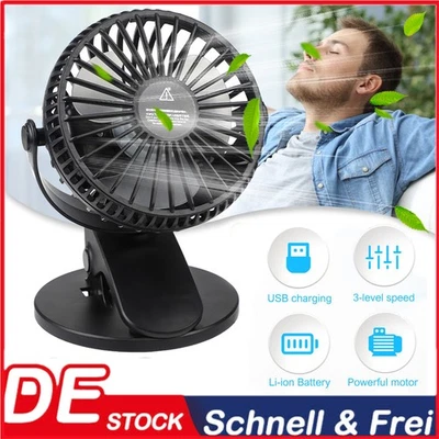 MARKENLOS Mini USB Ventilator Tischventilator Leise Desktop Lüfter Mit Klemme 2000mah Akku