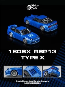 Micro Turbo 1:64 180SX TPYE X metallic blue Diecast Model Car - Picture 1 of 4