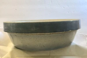 Antike primitive blau-weiße diffuse Steinzeug Schale Milchpfanne Topf - Bild 1 von 7