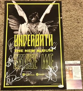 UNDEROATH BAND SIGNED ERASE ME 11x17 POSTER SPENCER CHAMBERLAIN +JSA COA WOW - Picture 1 of 2
