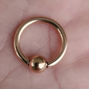 Titanium PVD Easy Spring Ball Captive Bead Ring CBR Rose Gold Ring No Tools Req - Picture 1 of 4