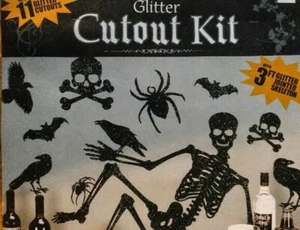 Halloween Party Supplies Glitter Skeleton Cut Out Decoration Kit (11 Pieces) - Picture 1 of 1
