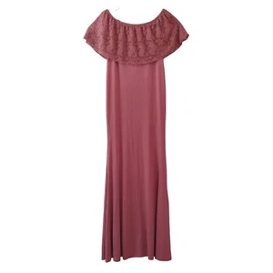 Molliya Rose Pink Lace Overlay Off-Shoulder Maxi Dress Size L, NWT. - Picture 1 of 7