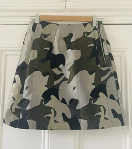 Whistles Women’s Green Grey Black Camouflage Zipped Knee-Length Skirt UK 6 EU 34 - Picture 1 of 12