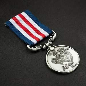 Our 25th Silver Wedding Anniversary Long/Distinguished SERVICE MEDAL. Gift/Wife - Picture 1 of 9
