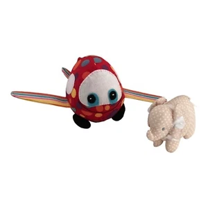 2 x Cotton Soft Toys Kate Finn Rattle Elephant + Colourful Red Spot PlanePlush - Picture 1 of 16