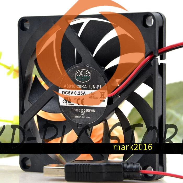 A8010-20RA-2JN-F1 Ultra-thin Mute Cooling Fan USB DC 5V 0.25A 8010 8cm 2 Wires - Image 1 of 1