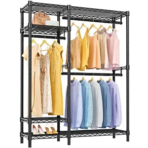 Open Box VIPEK Garment Rack Metal Clothing Rack 4 Tiers Wire Shelving Black - Picture 1 of 7