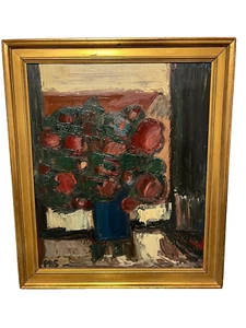 P. Brøndum Sørensen Oil Painting | Still Life with Flowers | 58x50 cm MCM - Picture 1 of 19