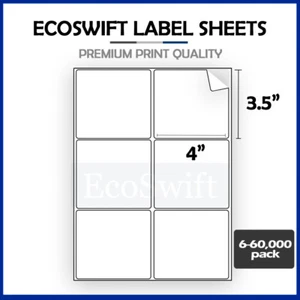 6-60,000 4 x 3 1/3 "EcoSwift"" dirección láser envío etiquetas adhesivas 6 por hoja - Imagen 1 de 5