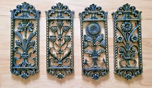 Vintage Homco Boho Blumen Design Wandbehang 4er Set Hollywood Regency - Bild 1 von 7