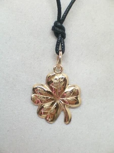 Ciondolo con Quadrifoglio Portafortuna in Oro Giallo 18 Kt (750) - pendente - - Picture 1 of 7