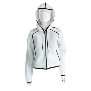 Hot Beso Hooded Zip Up Jacket Womens Medium White Black Sporty - Picture 1 of 16