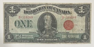 1923 Dominion of Canada $1 Bank Note Red Seal McCavour/Saunders - D-319569  A19 - Bild 1 von 3