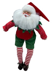 Muñeca de Papá Noel roja verde muñeca de Navidad medias rojas a rayas - Imagen 1 de 8