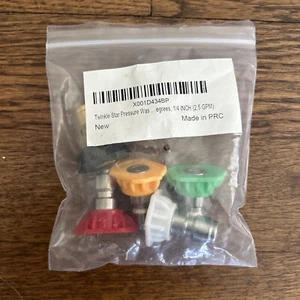 Twinkle Star Pressure Washer Nozzle 5pc Tip Multiple Degrees, 1/4 INCH (2.5 GPM) - Picture 1 of 3