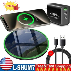 60W Wireless Fast Charger Charging Pad Dock For Samsung S24 Ultra S23 S22 S21 5G - Picture 1 of 15