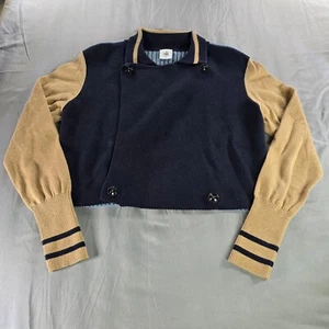 CABI Sweater Womens Medium Turn Back Letterman Style Knit Cardigan 3703 Academia - Picture 1 of 12