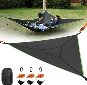 Triangle Hammock, 13Ft Camping Hammock with 3 Ratchet Tie down Straps and Storag - Picture 1 of 6