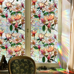 Static Cling Glass Window Film Decorative Floral Privacy Stained Glass Stickers - Picture 1 of 34
