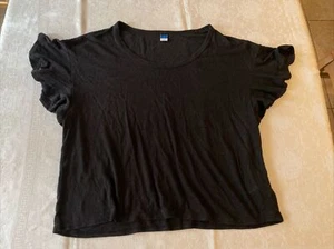Old Navy Black Ruffle Short Sleeve T- Shirt Style Top Size Large - Picture 1 of 12