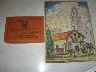 Original 1920's Picture Puzzle  California Mission Dolores FLEX PAINT PROMO GIFT - Image 1 of 4