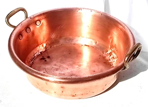 Vintage 14.6in French Copper Jam Pan Made in France Bronze Handles Stamp 7.7lbs - Picture 1 of 24