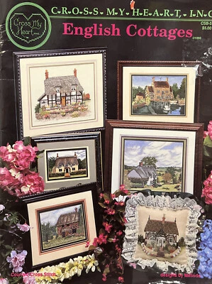 Cross my heart Inc English Cottages 6 pictures graphs Cross Stitch vintage 1990  - Image 1 of 4