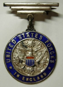 WW2 British Made Sterling Silver - United States Forces In England Named Pin - Picture 1 of 3