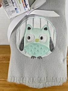 NEW Garanimals Gray Mint White Owl Fleece Baby Blanket Embroidered - Picture 1 of 4
