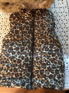 The Children's Place Girls Vest, size 5-6 5/6 Sequin Animal Print Brown Small S - Picture 1 of 12