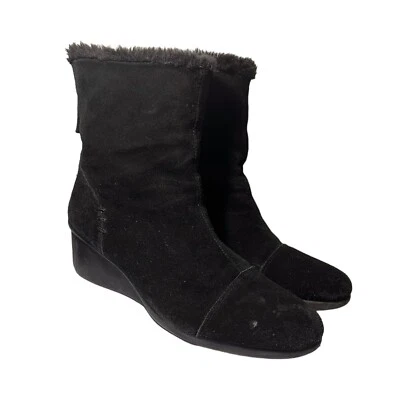 Botas Aerosoles Para Mujer Talla 11 Gamuza Media Pantorrilla Negras Cuña Imitación Piel Forradas Cremallera Trasera Foto 1 de 4