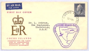 AUSTRALIA Cocos Islands QEII 1955 FDC ILLUSTRATED First Day Cover 1s/½d YN194 - Picture 1 of 10