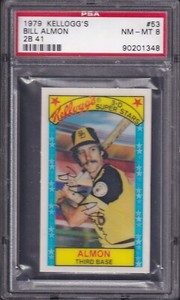 1979 KELLOGG'S BILL ALMON CARD NO:53 PSA 8 NEAR MINT- MINT CONDITION