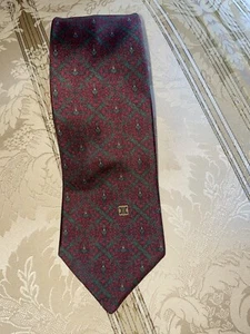 AUTHENTIC CELINE PARIS SILK TIE CLASSIC 57" RED GREEN PRISTINE - Picture 1 of 8