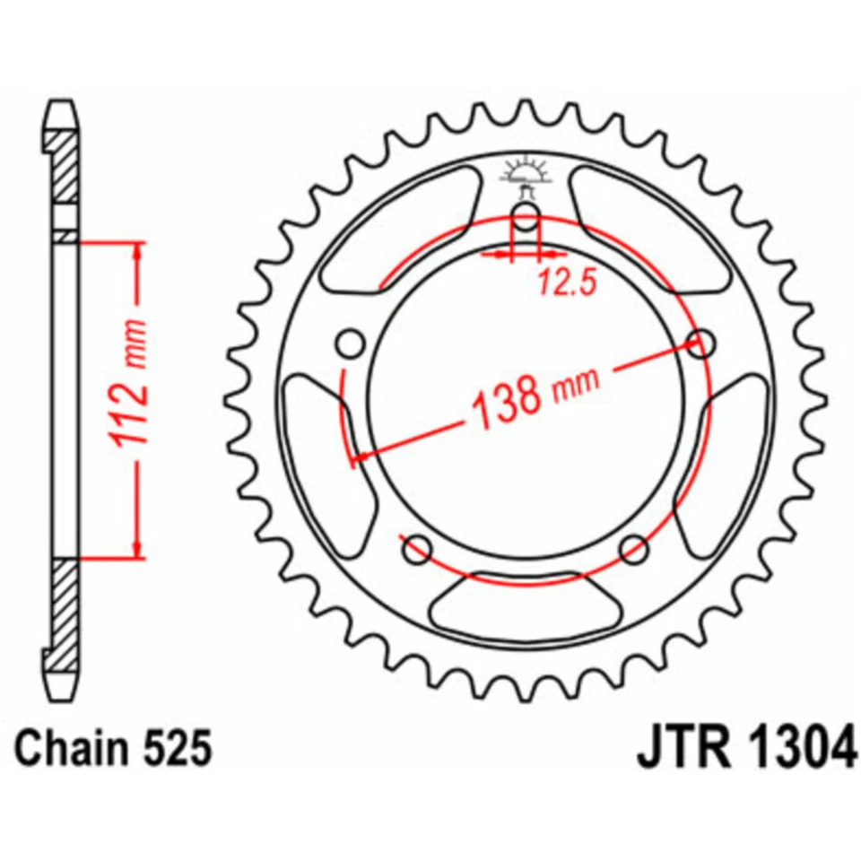Standard Stahlritzel hinten 1304 - 525 JT SPROCKETS JTR1304.42 CB CBR VT XL CBF - Bild 1 von 1