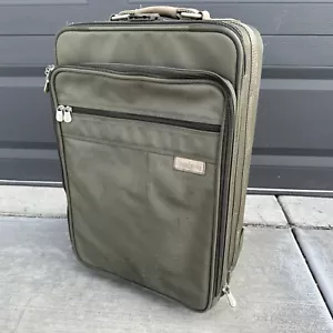 Briggs & Riley 21" Green Tan Expandable Carry-On Rolling Wheeled Luggage Bag - Picture 1 of 19