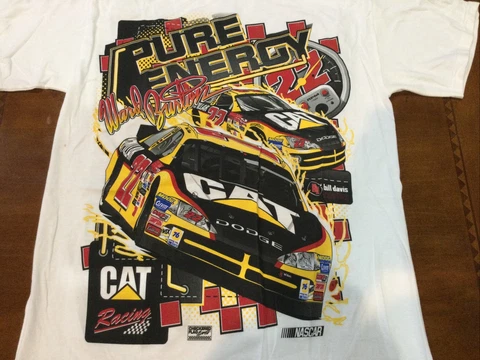2003 Vintage NASCAR Shirt Caterpillar Racing Ward Burton NOS jumbo print medium Cover
