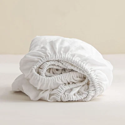 Sábana Ajustable 100% Lino Lavada a Piedra Color Sólido - (1 Pieza) Bolsillo Profundo 14 Pulgadas Foto 1 de 4