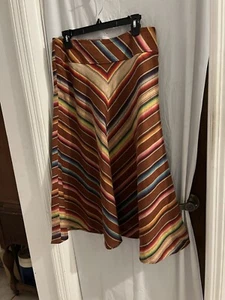 Lauren Ralph Lauren Serape Multicolor Southwestern Linen Midi Skirt Sz 8 - Picture 1 of 5